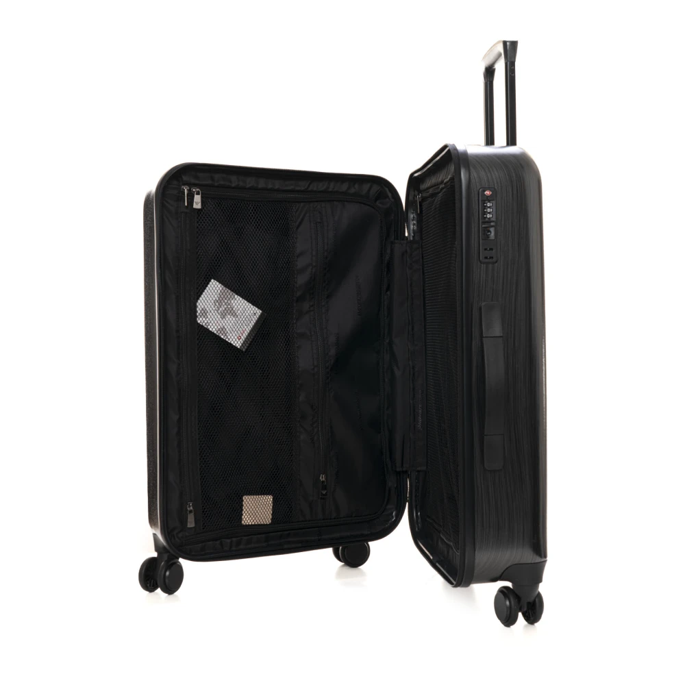 Emporio Armani Stijlvolle 4-wiel Trolley met ritssluiting Black Heren