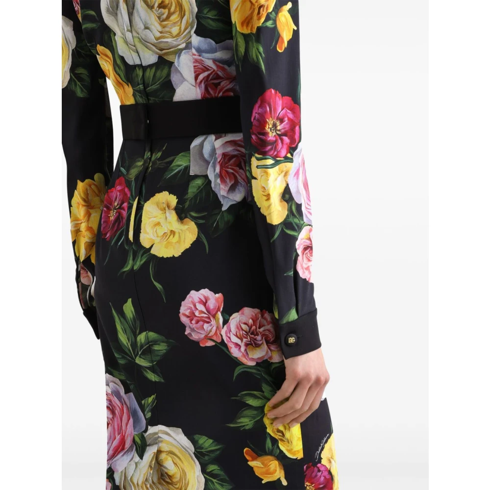 Dolce & Gabbana Roze Jurken met Klassieke Kraag Multicolor Dames