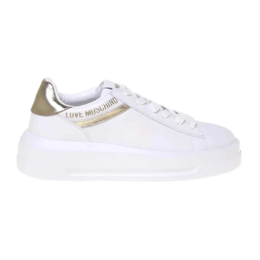 Love Moschino Women's White Bianca E Oro Trainers - Sneakers - 5 Uk - Shoes