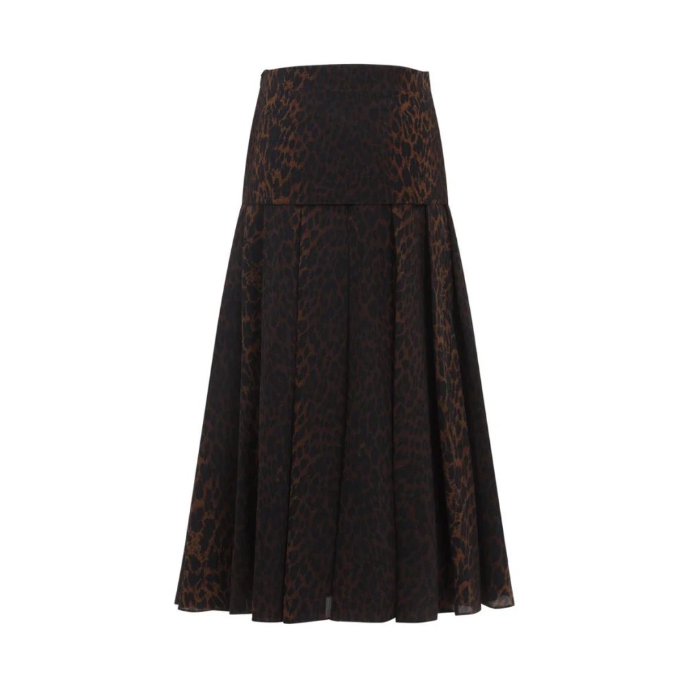Balenciaga Women's Brown Leopard Print Pleated Midi Skirt - Midi Skirts - 2XS - Skirts