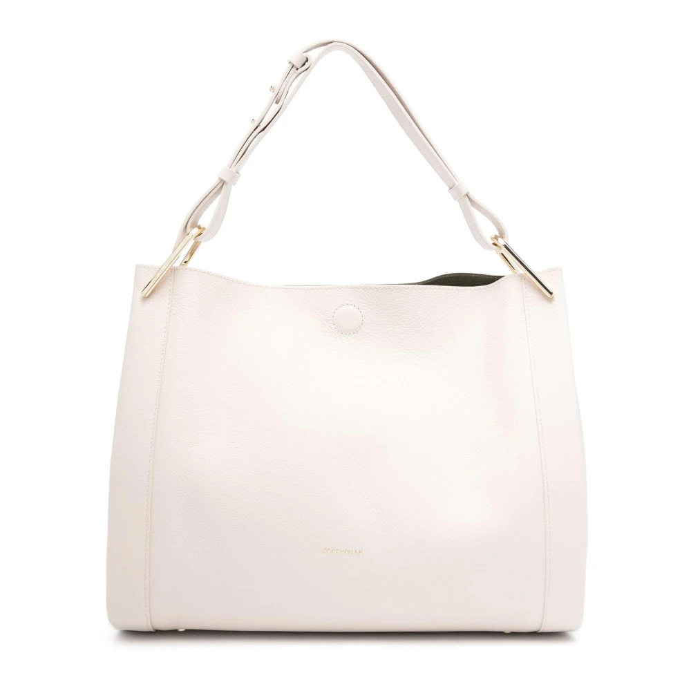Coccinelle Leren Schoudertas Gehamerd Patroon White Dames