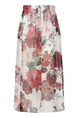 Silk Chiffon Kjol med Elastisk Midja
