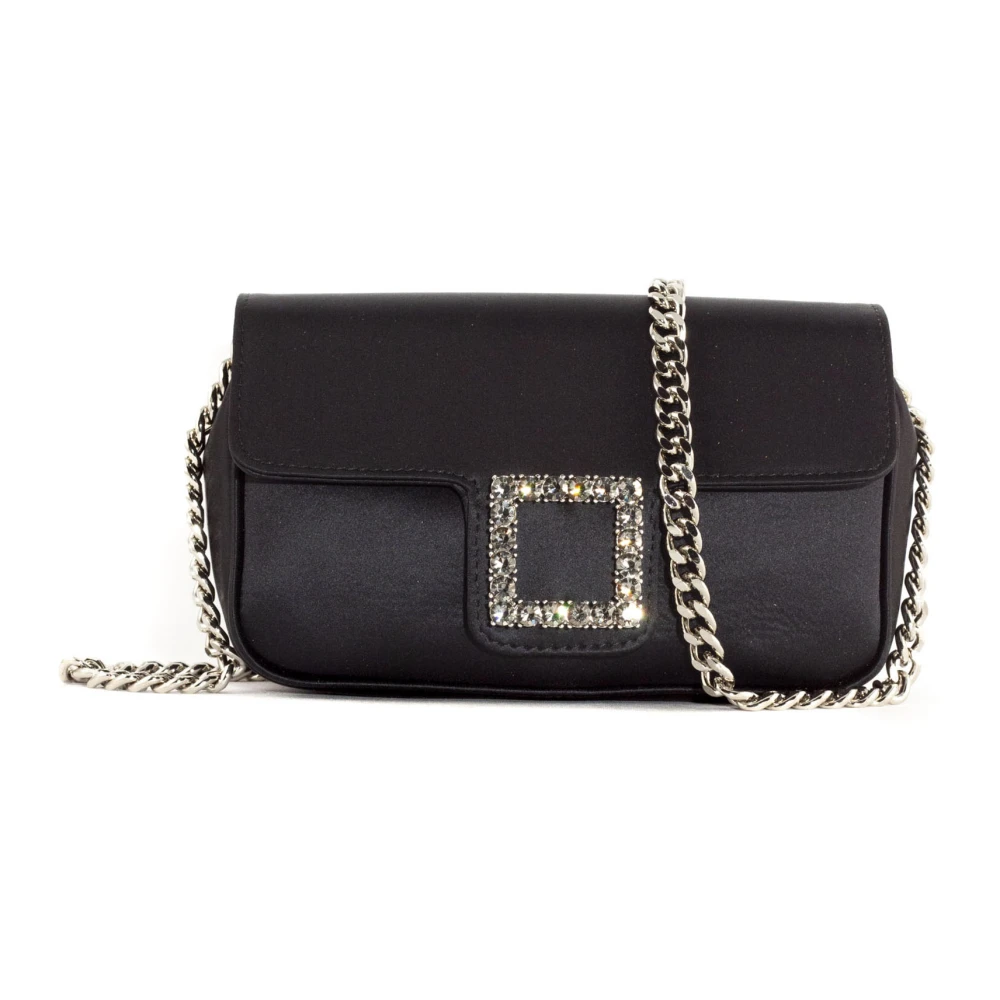 Roberto Festa Zwarte Satijnen Lunette Schoudertas Black Dames