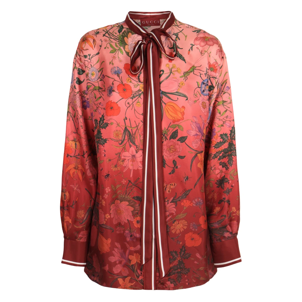 Gucci Women's Multicolor Shirts, S, Printed Silk Shirt