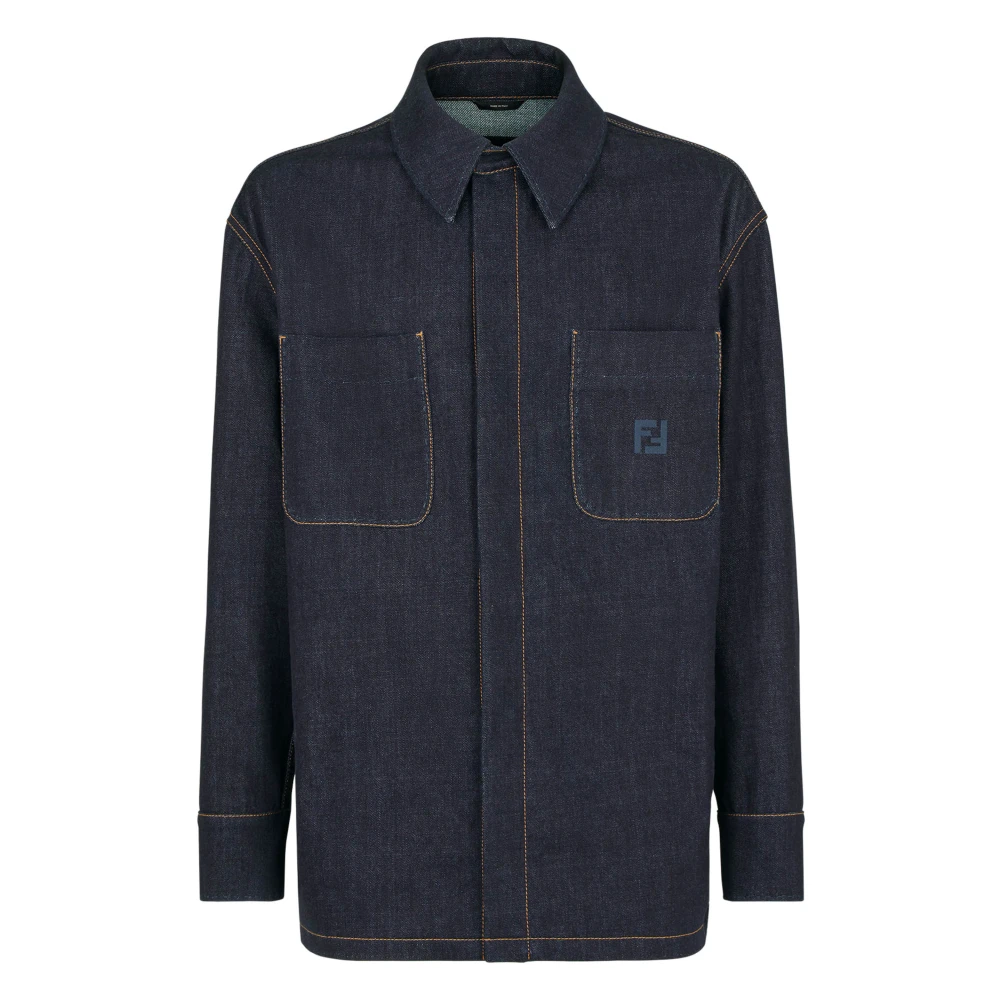 Fendi Blauwe Jassen met Zakken Blue Heren