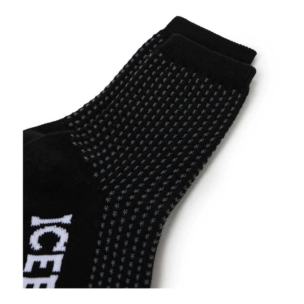 Iceberg Zwarte geperforeerde sokken met contrast jacquard-logo Black Dames
