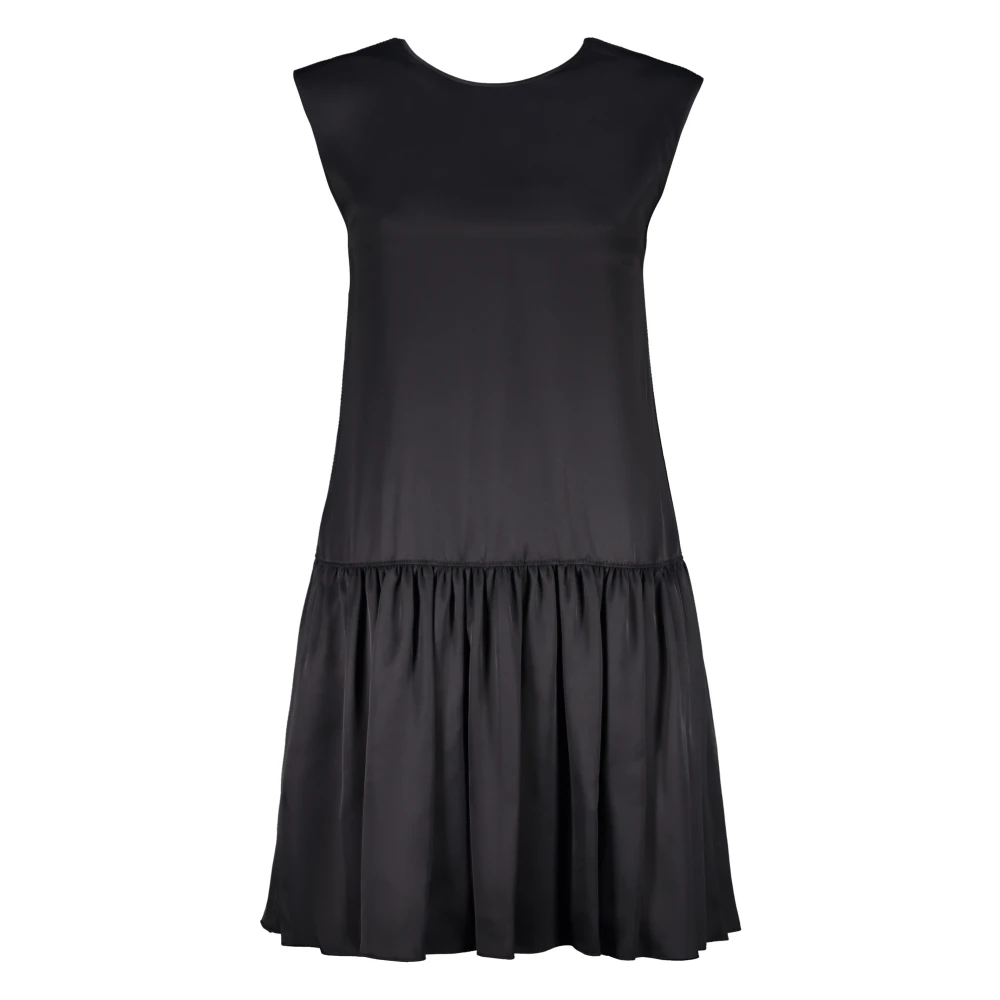 Lanvin V-hals Geplooide Viscose Jurk Black Dames
