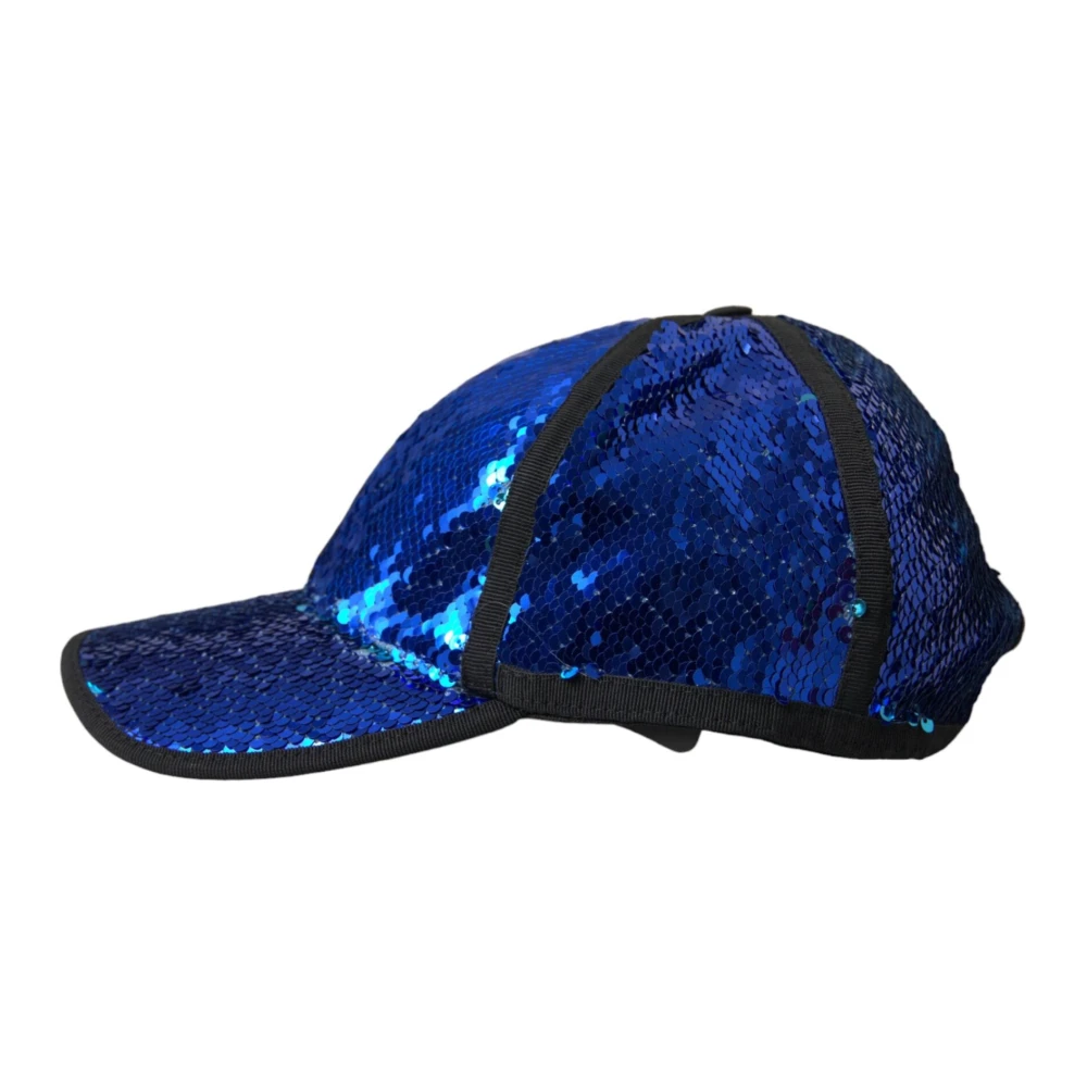 Dolce & Gabbana Blauwe Pailletten Baseballpet Mannen Blue Heren