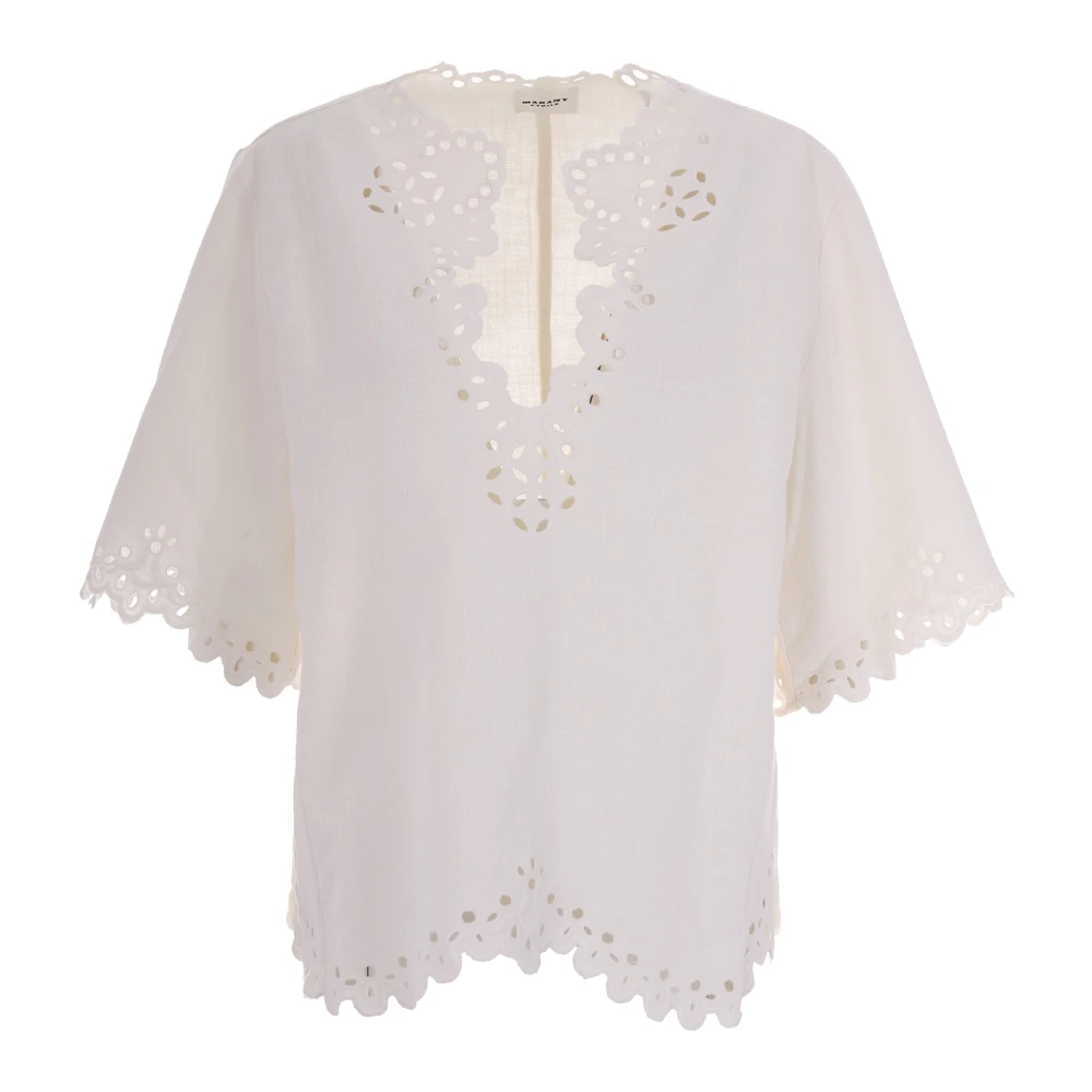 Marant Étoile Women's White Blouses, S, Sangallo Trim Blouse