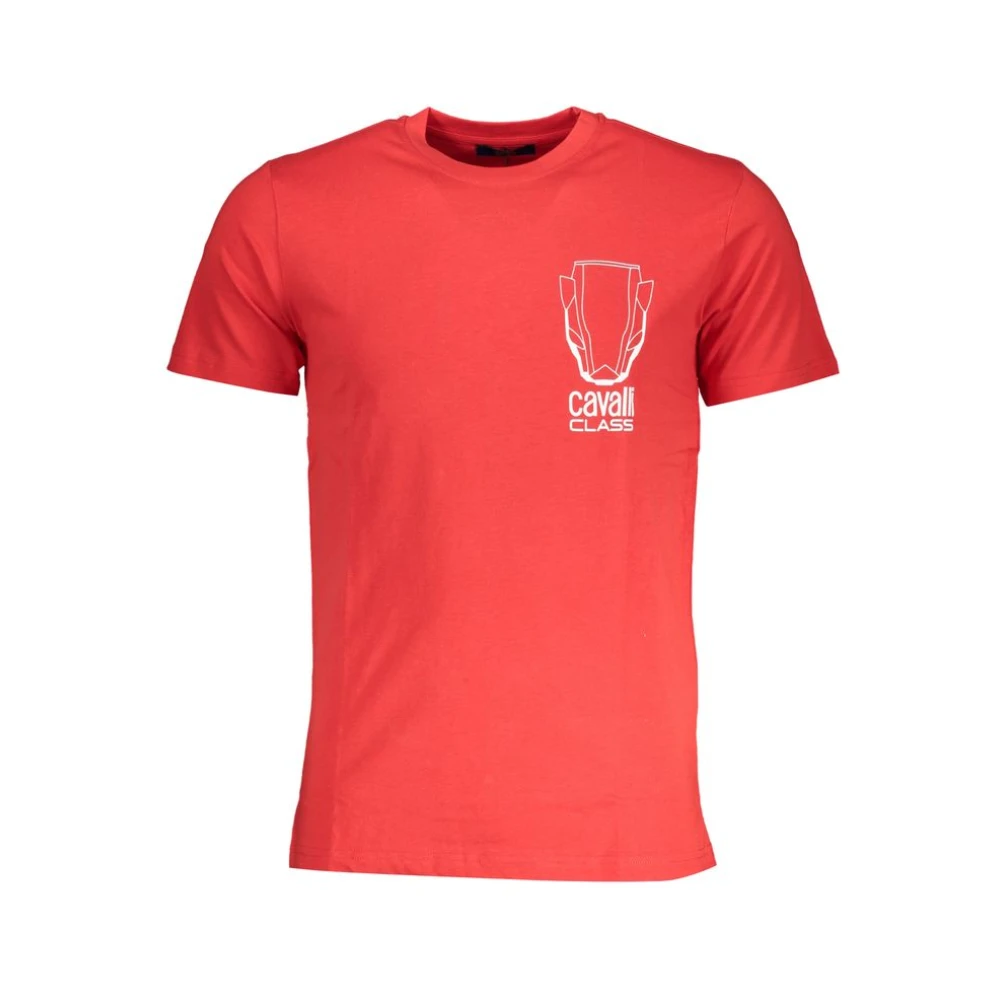 Cavalli Class Print Logo Ronde Hals T-Shirt Red Heren