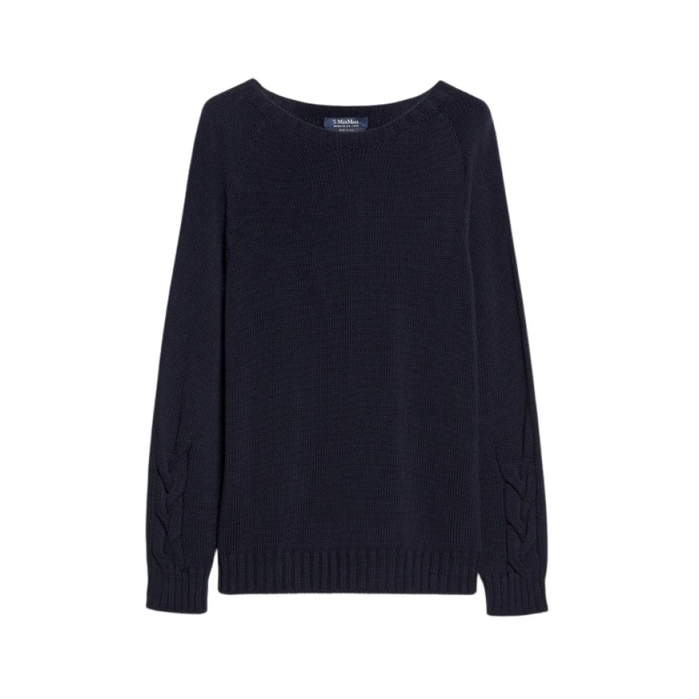 Max Mara Blauwe Gebreide Trui met Vlechtdetail Blue Dames