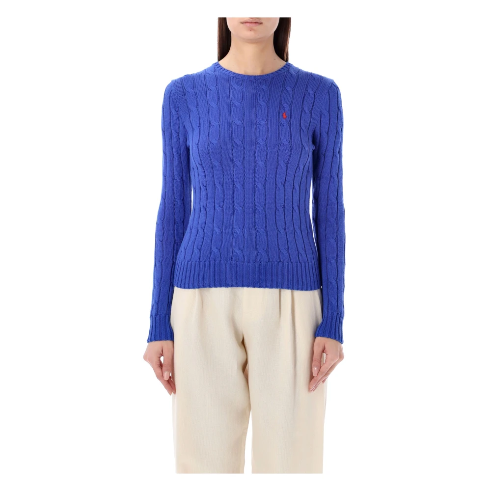 Ralph Lauren Cable-Knit Crewneck Sweater Rugby Royal Blue Dames