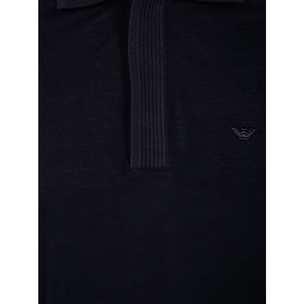Emporio Armani Katoenen poloshirt met geborduurd logo Blue Heren