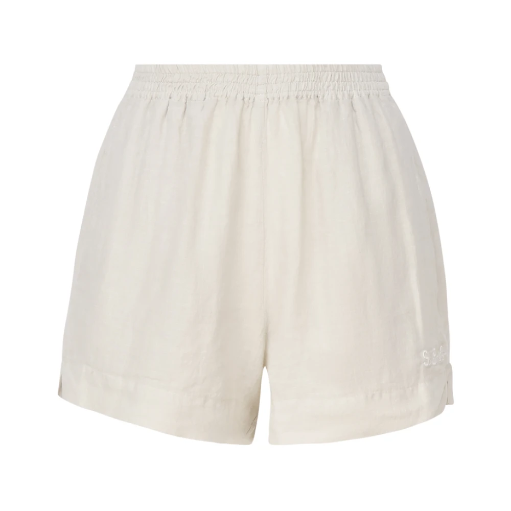 MC2 Saint Barth Witte Linnen Elastische Taille Shorts White Dames