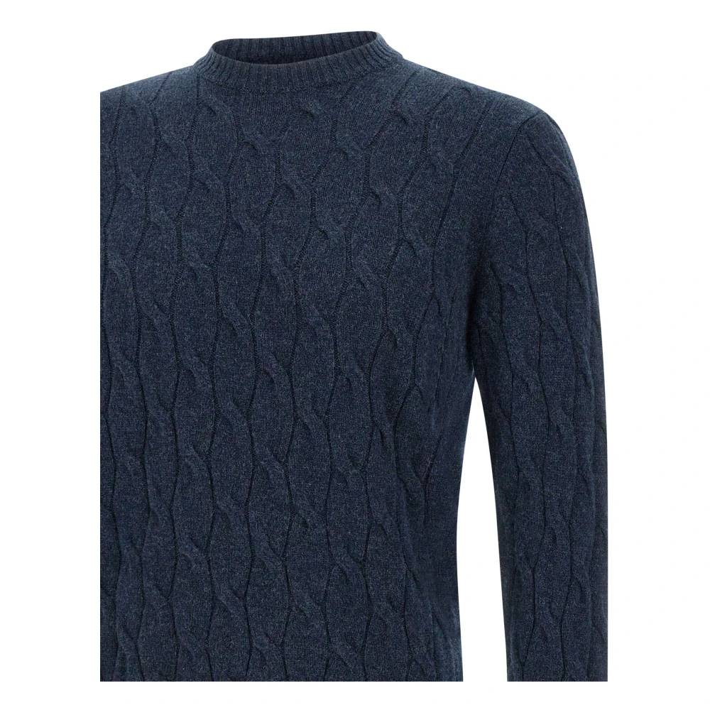 Filippo De Laurentiis Blauwe Wol Kasjmier Trui Ronde Hals Blue Heren