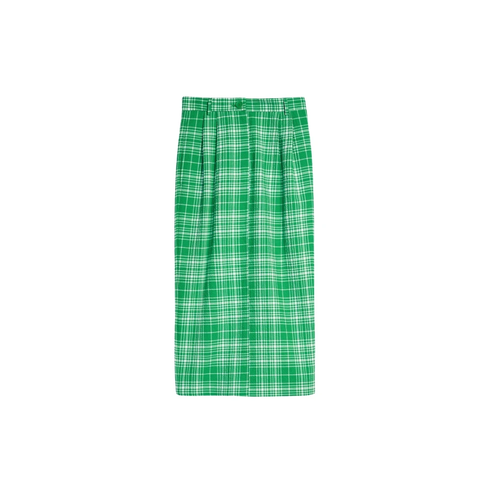 SPORTMAX Geruite Pencil Rok Ss22 Green Dames