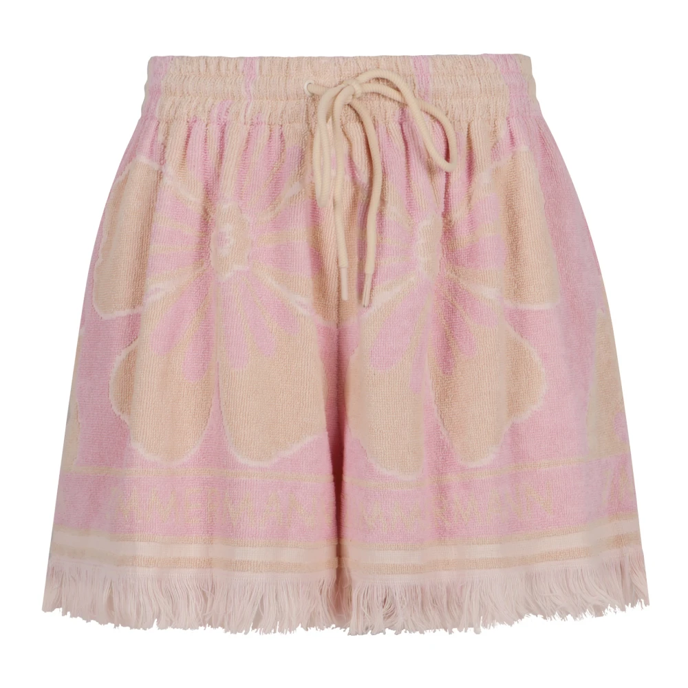 Zimmermann Pop Printed Katoenen Shorts Pink Dames