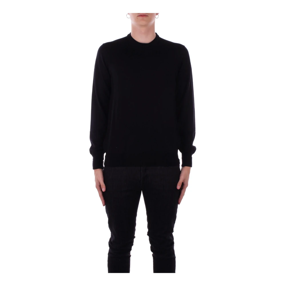 Alpha Studio Zwarte Trui met Omgeslagen Details Black Heren