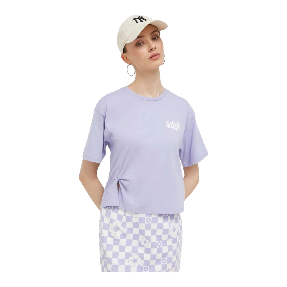 Vans Paars Logo Katoenen T-shirt Blue Dames