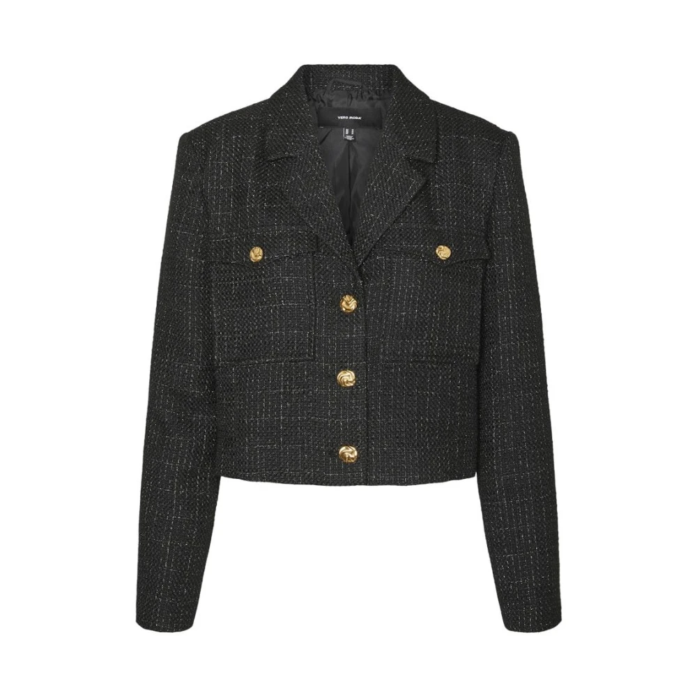Vero Moda Zwarte Crop Jas Black Dames