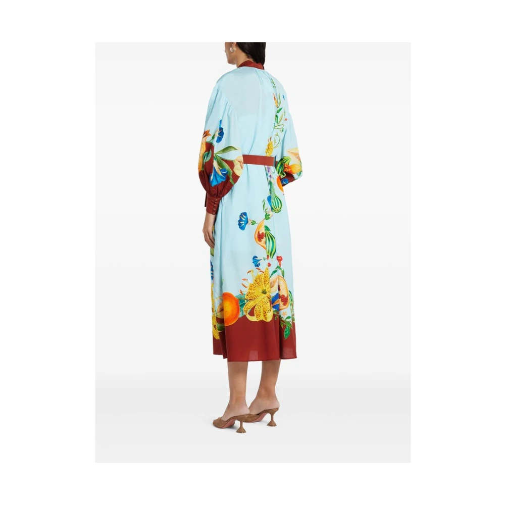Alemais Blauwe Knoopsluiting Taille-Strik Jurk Multicolor Dames