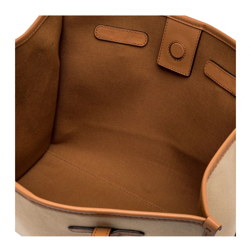 Gianni Chiarini Canvas Winkelmandje met Leren Details Beige Dames