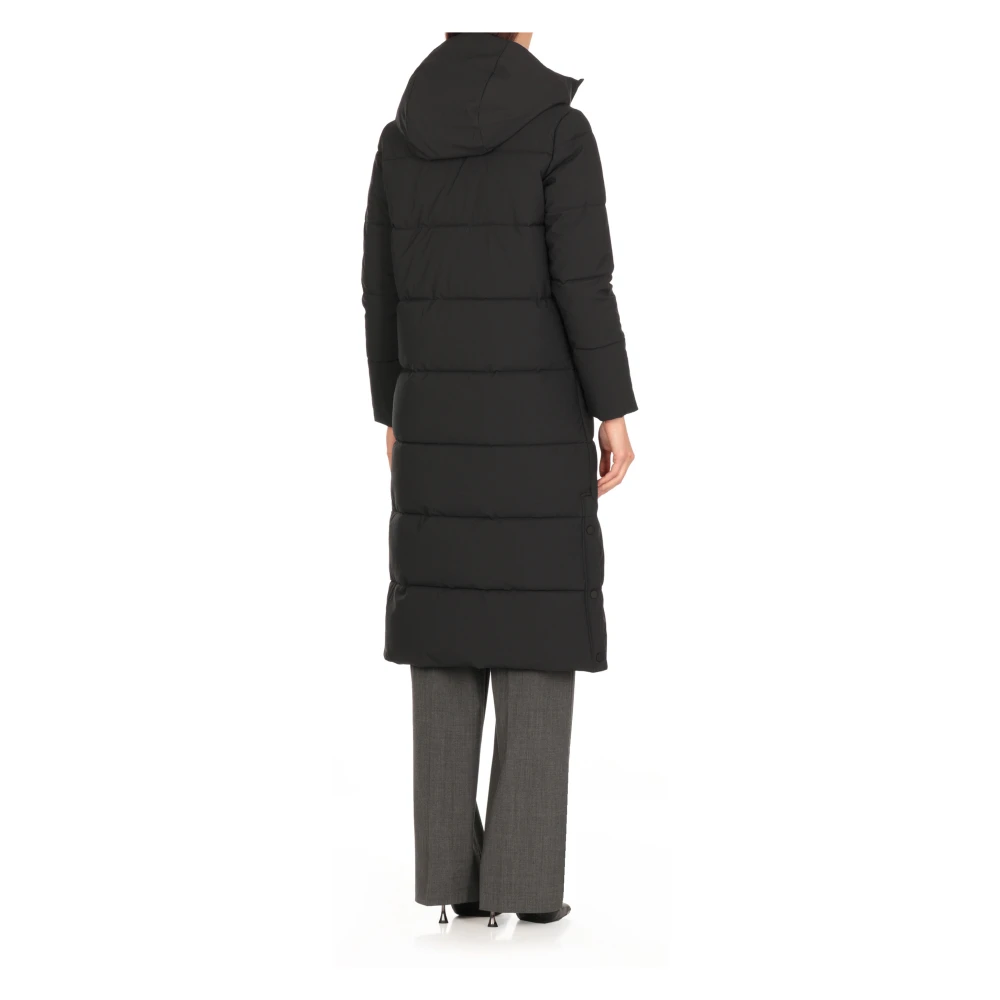Save The Duck Zwarte Gewatteerde Hoodiejas Black Dames