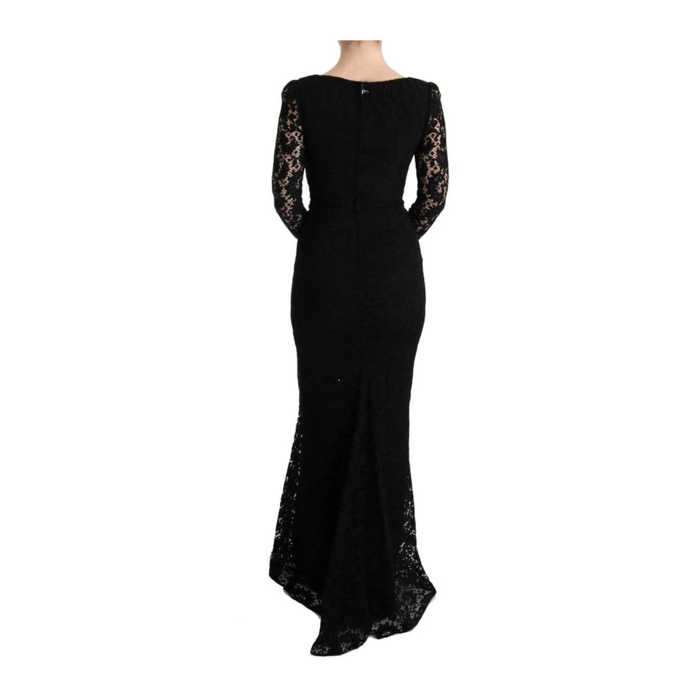 Dolce & Gabbana Bloemen Kant Jurk Black Dames