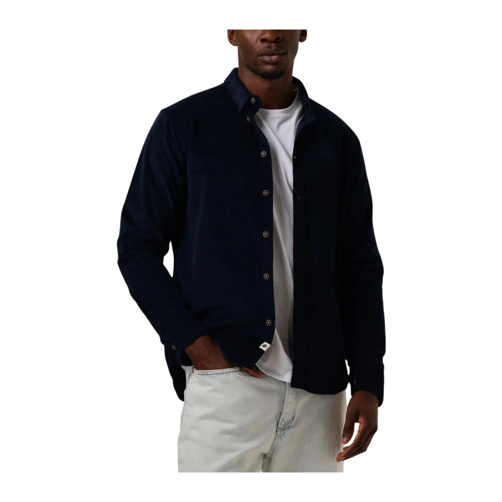 Anerkjendt Blauw Corduroy Casual Overhemd Blue Heren