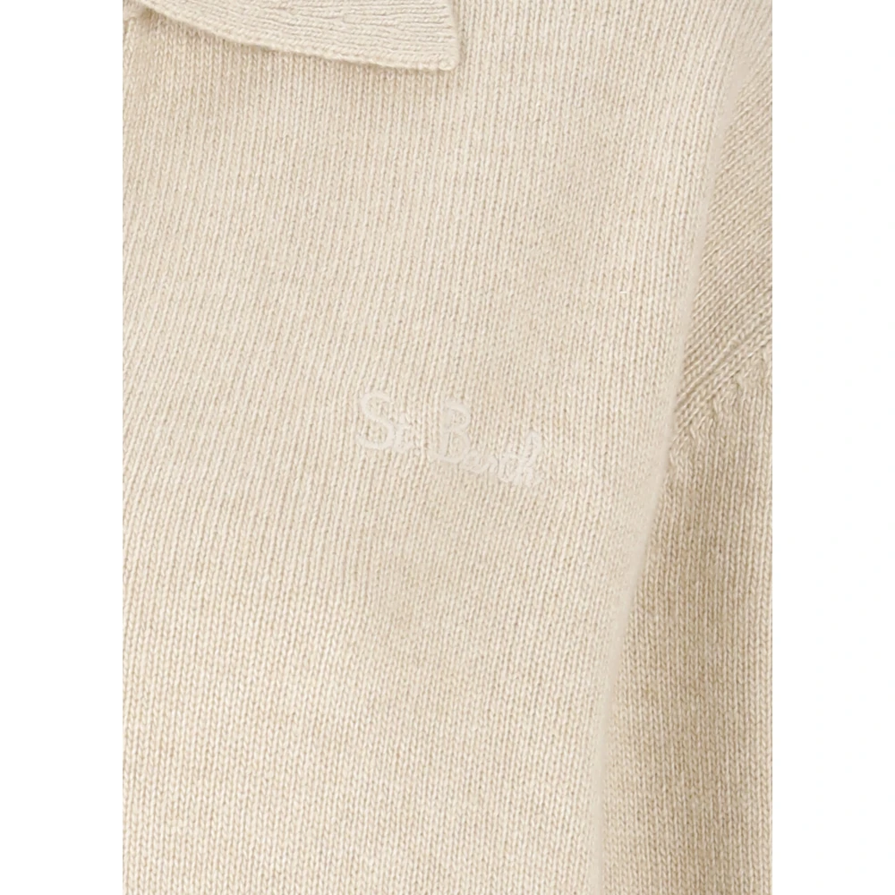 Saint Barth Beige Wol Kasjmier Trui Vrouw Kraag Beige Dames