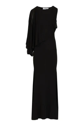 Viskosstickad klänning i one-shoulder-modell, maxilängd