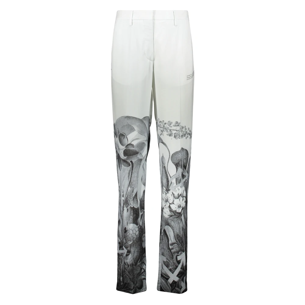 Off White Bloemenprint Broek met Logoprint White Dames
