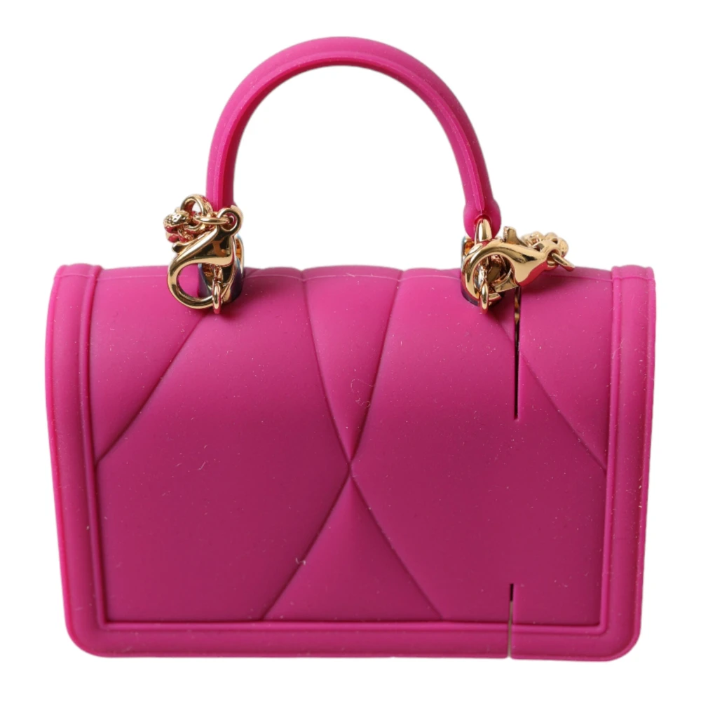 Dolce & Gabbana Chique Gewatteerde Siliconen Airpods Hoesje Roze & Goud Pink Dames