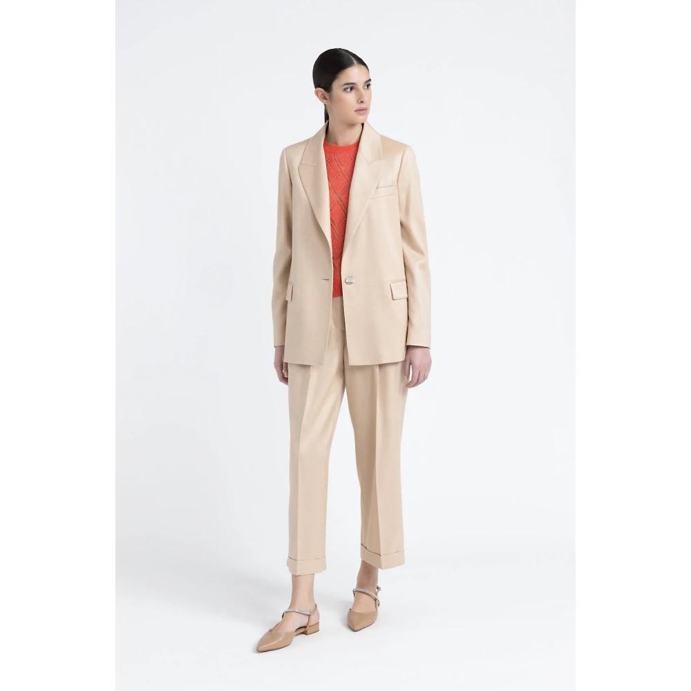 PESERICO Rechte broek in wol en viscose jaspé flanel Brown Dames