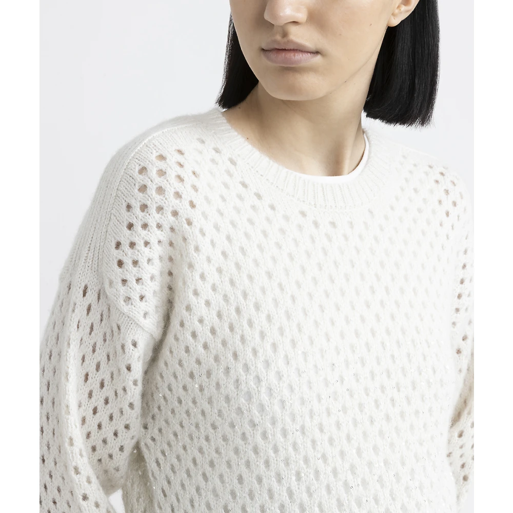 PESERICO Wol zijde kasjmier alpaca trui White Dames