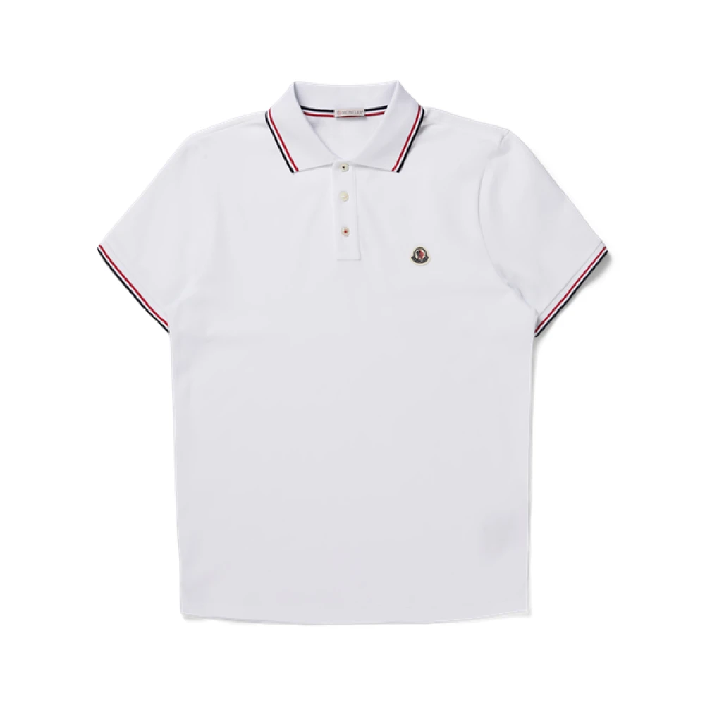 Moncler Logo Polo Shirt Wit White Heren