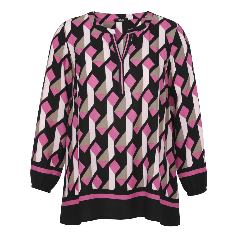 Frapp Gedrukte V-hals Tuniek Top Multicolor Dames