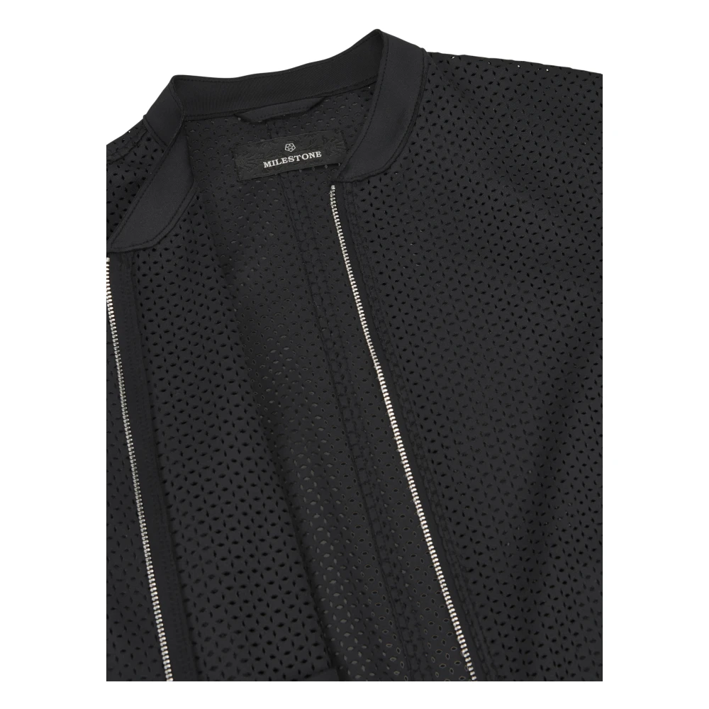 Milestone Scuba Jersey Blouson Jack met Allover Motief Black Dames