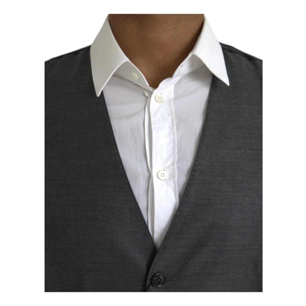 Dolce & Gabbana Grijze Wol Formele Vest Gray Heren