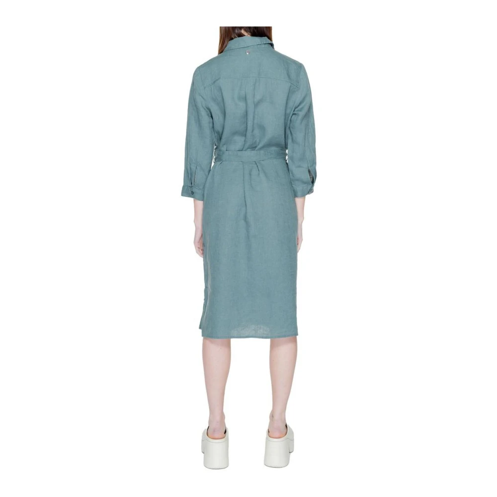 Street One Linnen Lange Jurk Lente Zomer Collectie Green Dames