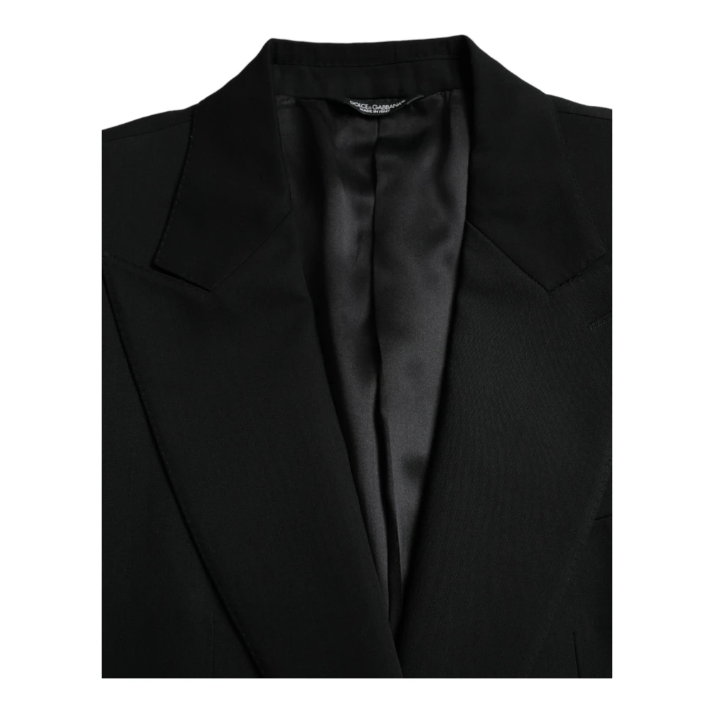 Dolce & Gabbana Zwarte Wol Peak Coat Blazer Black Heren
