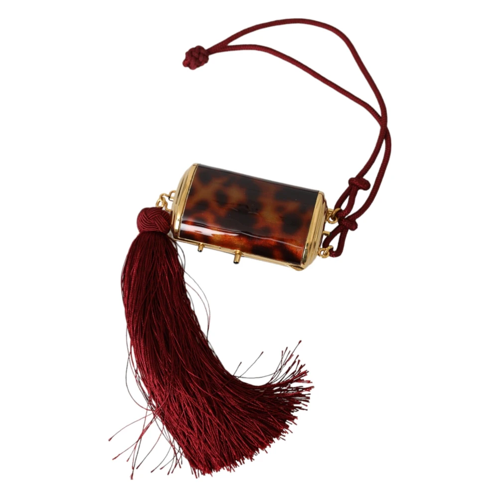 Dolce & Gabbana Women's Brown Leopard Mini Mirror Tassel Bag