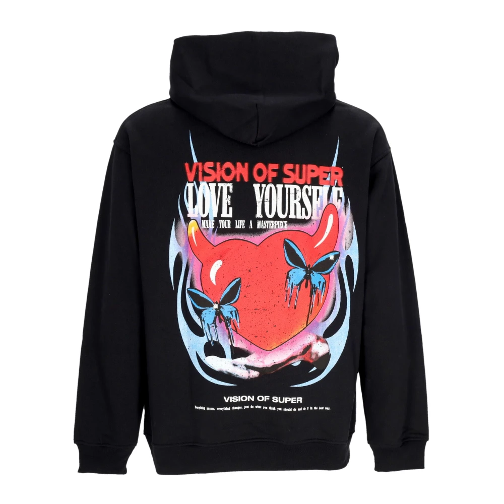 Vision OF Super Puffy Love Print Lichtgewicht Hoodie Black Heren