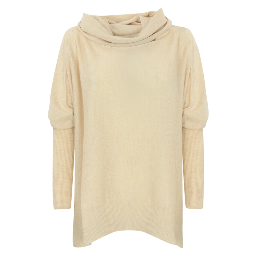 D.Exterior Beige Trui met Gedrapeerde Halslijn Beige Dames