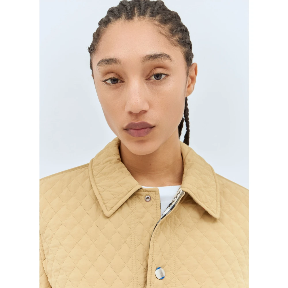 Burberry Geruite Omkeerbare Gewatteerde Jas Beige Dames