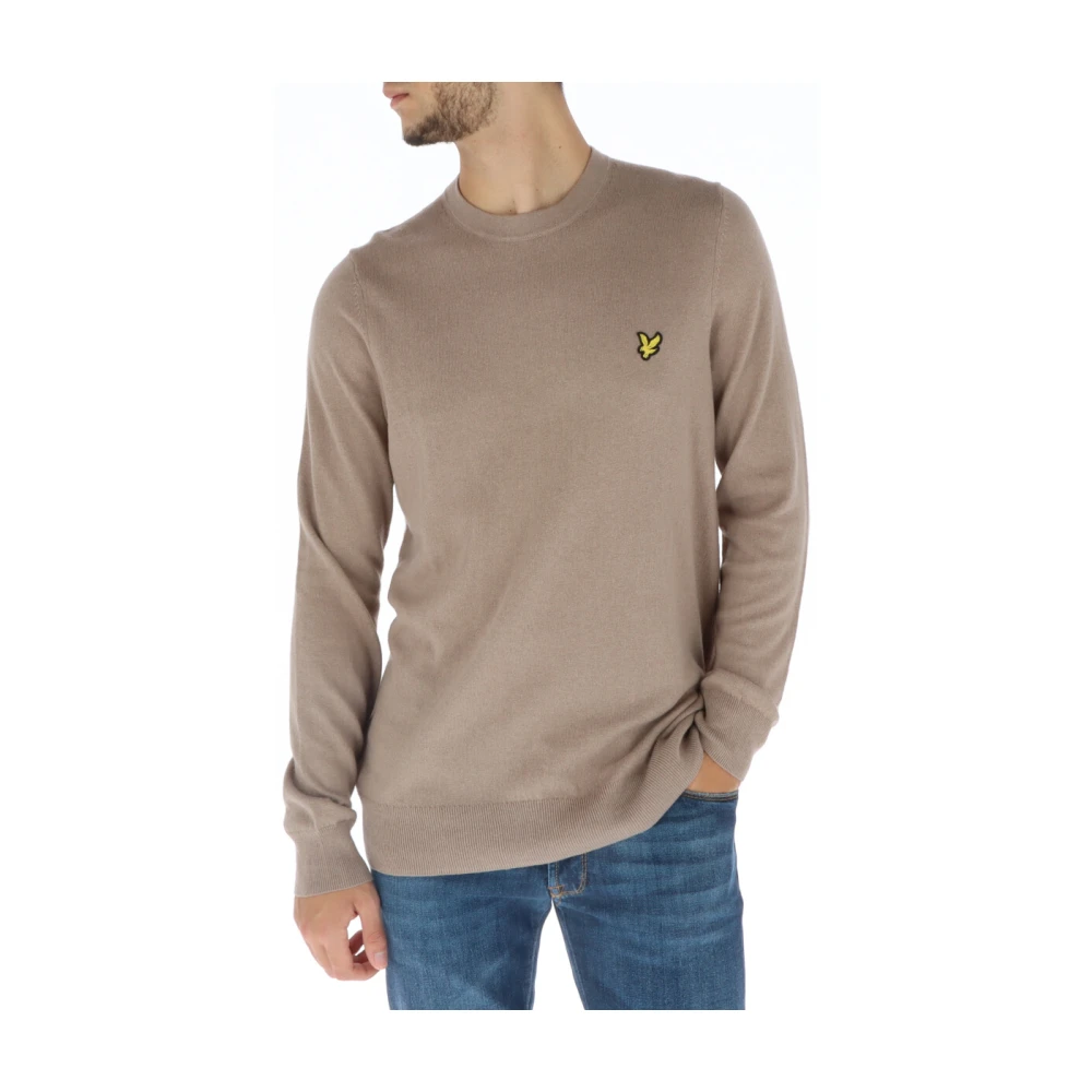 Lyle & Scott Men's Beige Round-Neck Knitwear, M, Knit Jumper