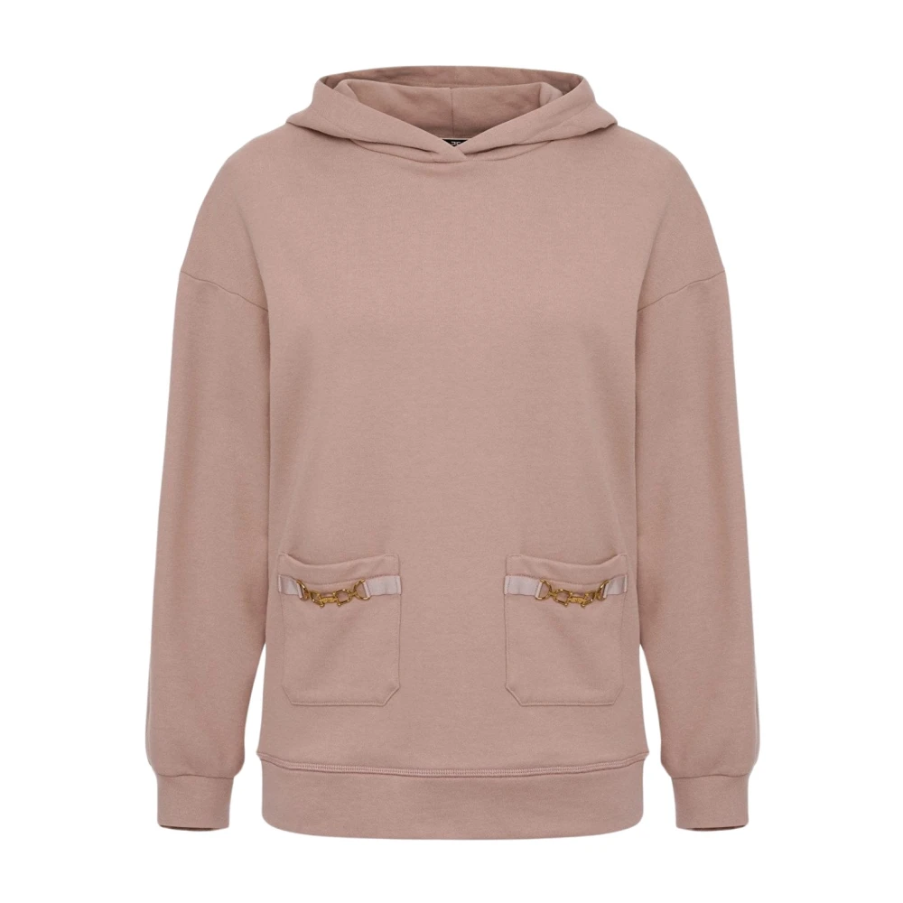 Elisabetta Franchi Hoodie met Zakken en Metalen Klem Purple Dames
