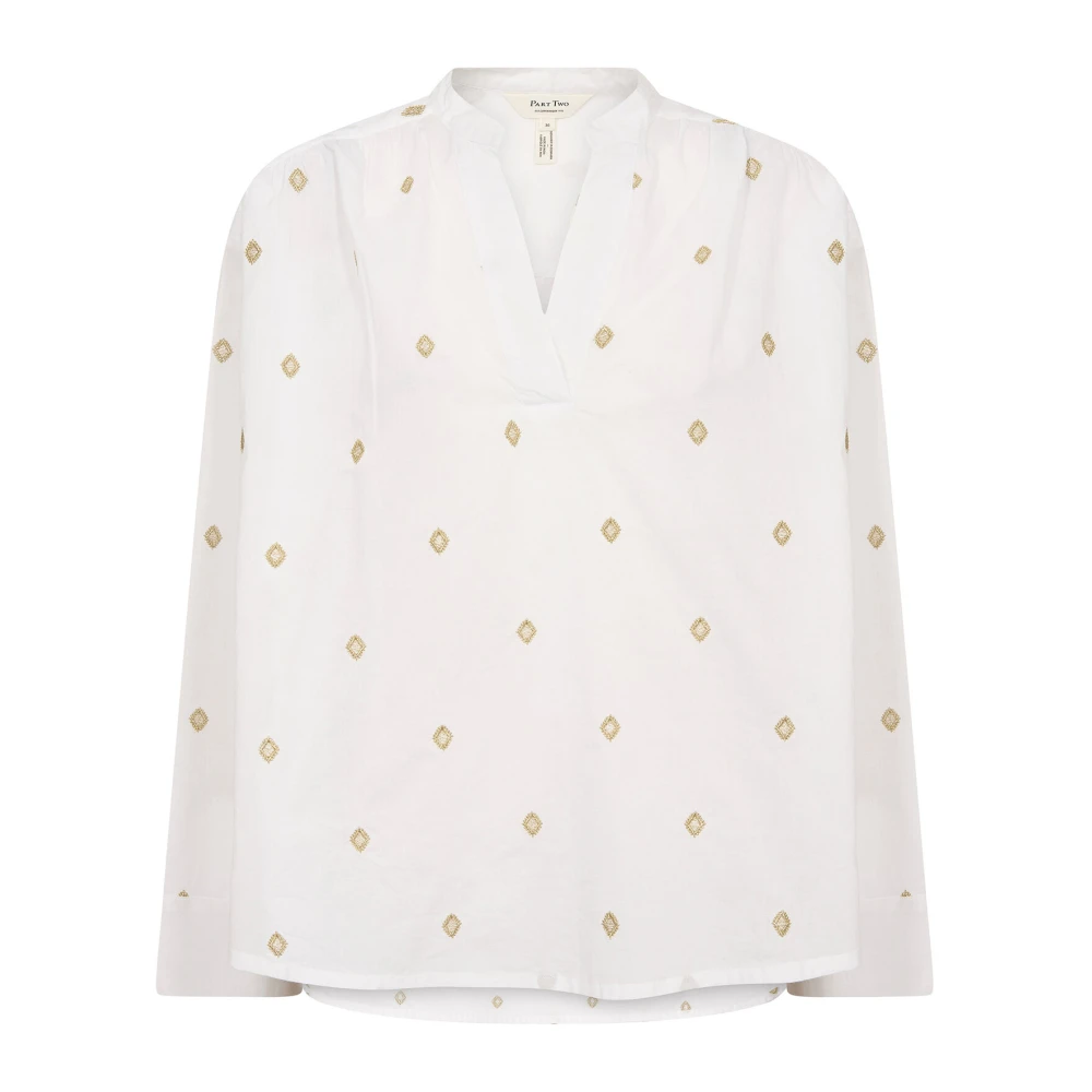 Part Two Wit Goud Geborduurde Oversized Blouse White Dames