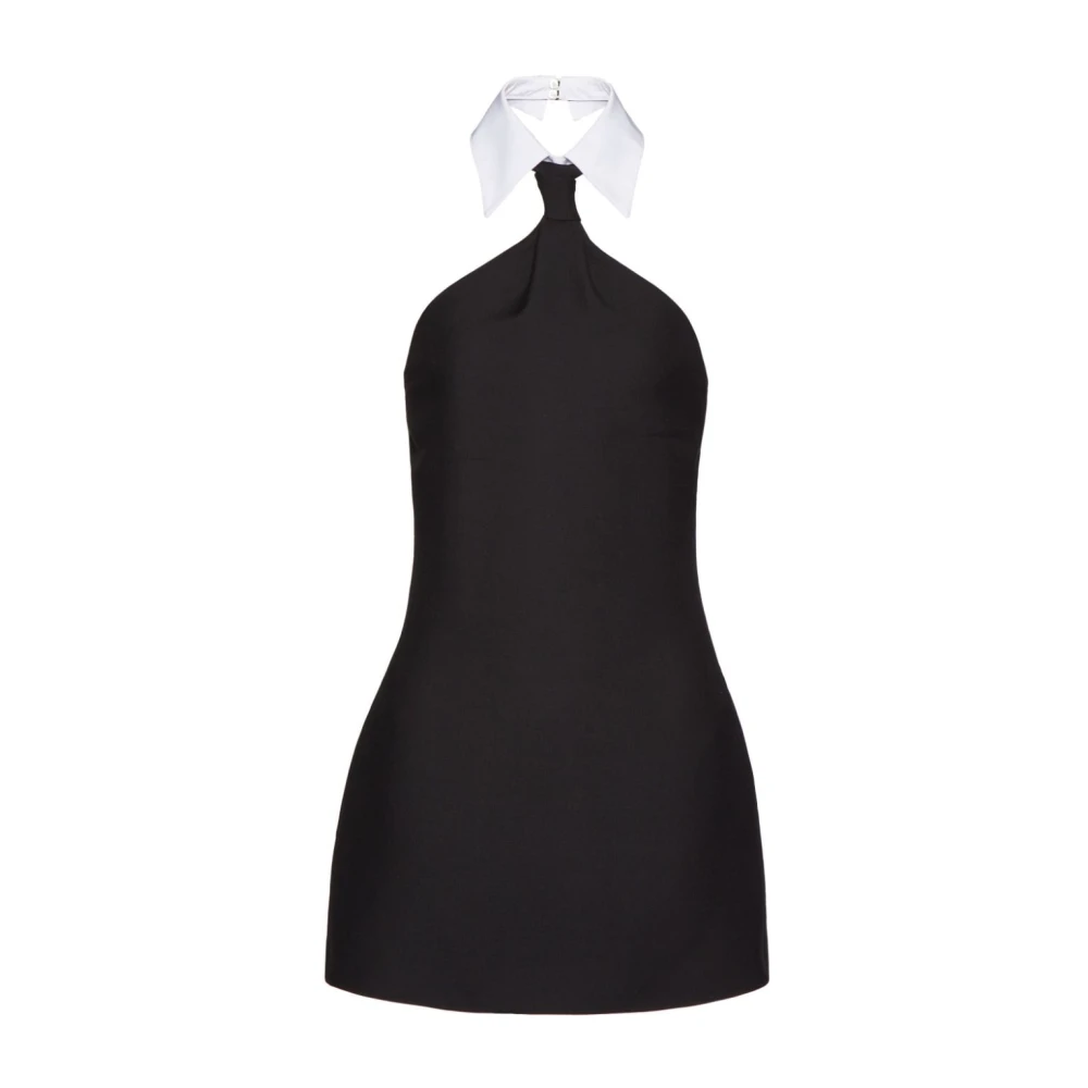 Valentino Zwarte Classic-Collar Halternek Minijurk Black Dames
