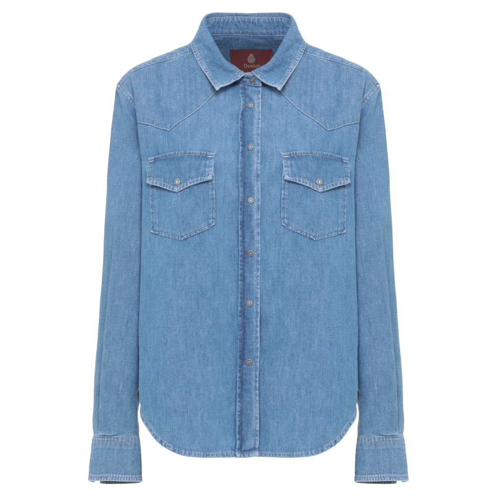 Dondup Donna Blu - Camicia In Denim Rigido Regular Fit - Blouses & Shirts - L - Immagine 3